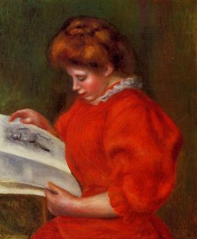皮埃爾 奧古斯特 雷諾阿 Young Woman Looking at a Print 皮埃爾 奧古斯特 雷諾阿 Young Woman Looking at a Print